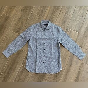 Men’s John Varvatos signature tailored slim fit blue floral print dress shirt